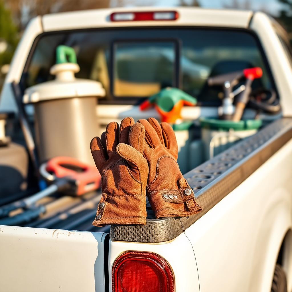 Lopez Lawn Care work truck and tools